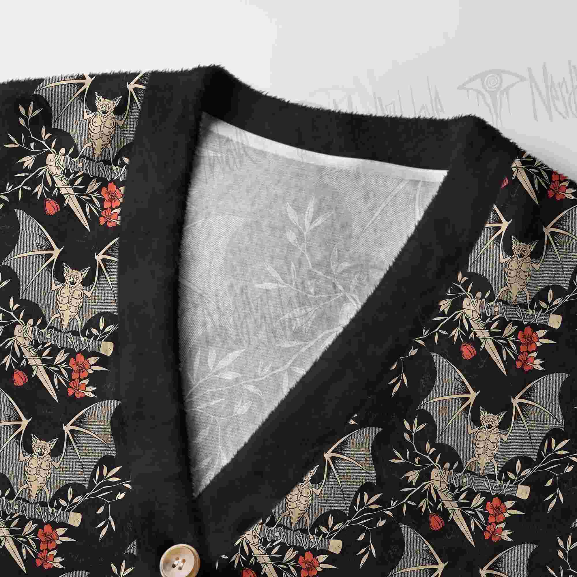 Night Garden Bats Women's Cardigan Sweater