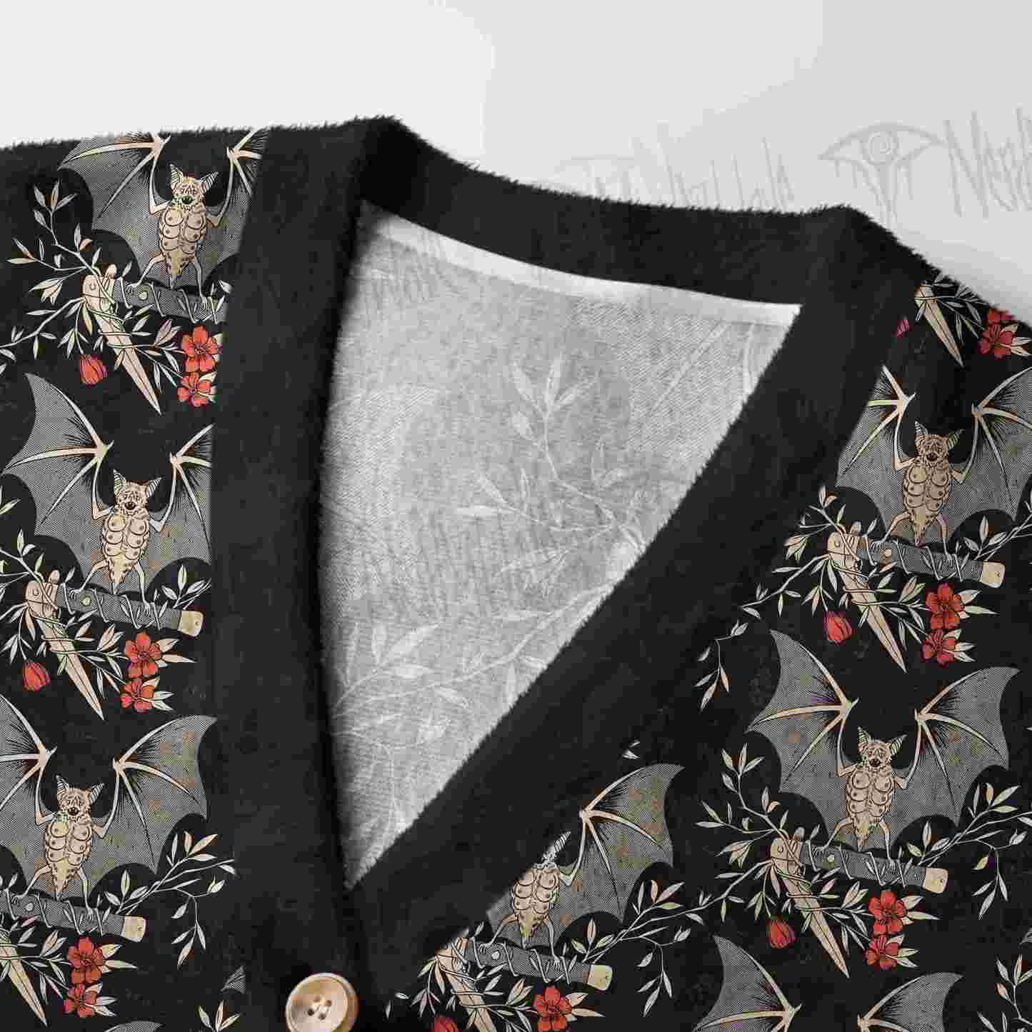 Night Garden Bats Women's Cardigan Sweater
