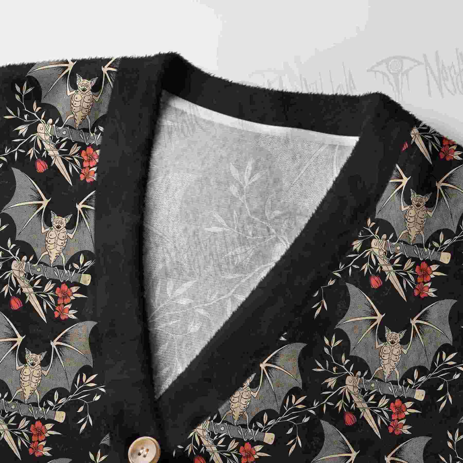 Night Garden Bats Women's Cardigan Sweater