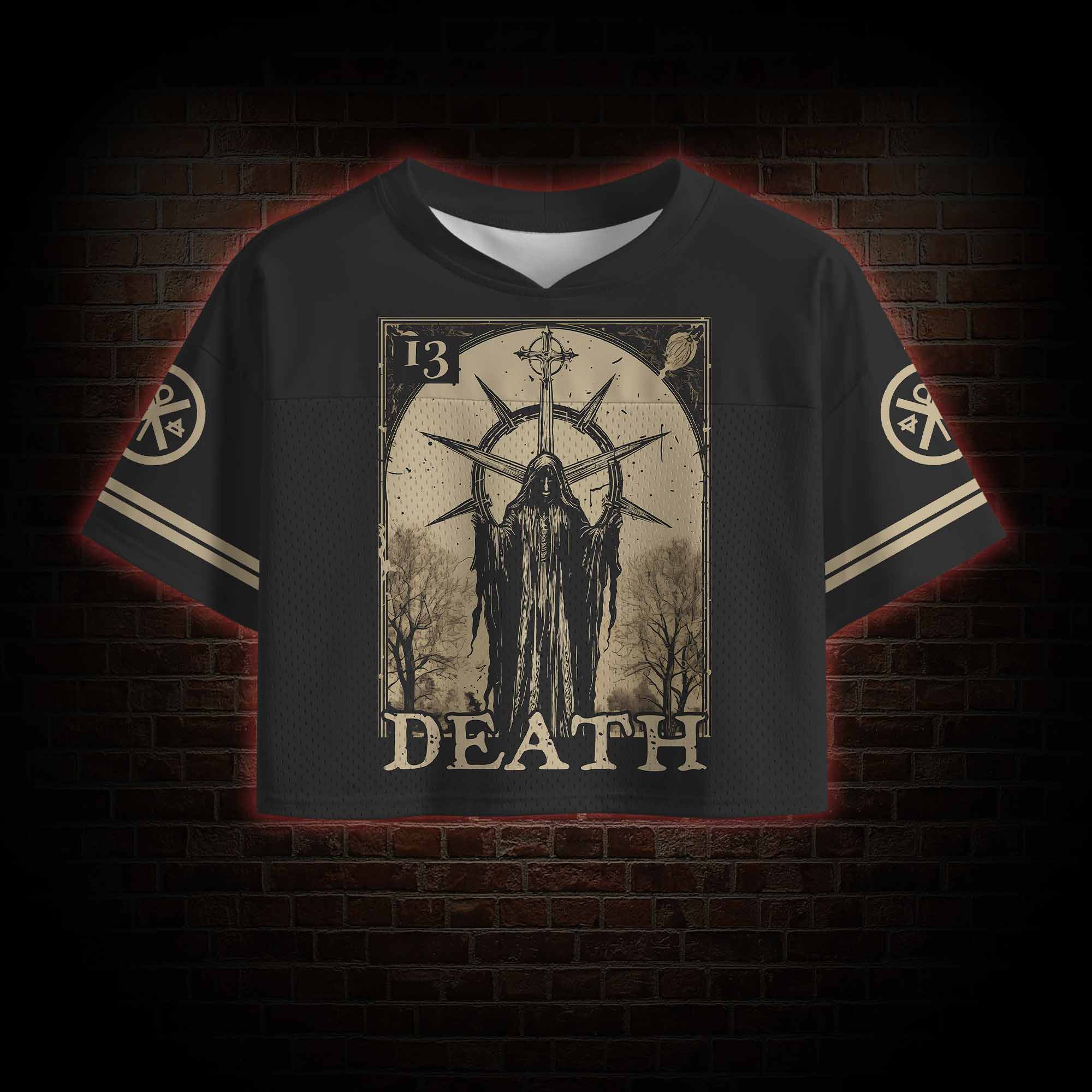 Death in Cloak Tarot Card Crop Sports Jersey