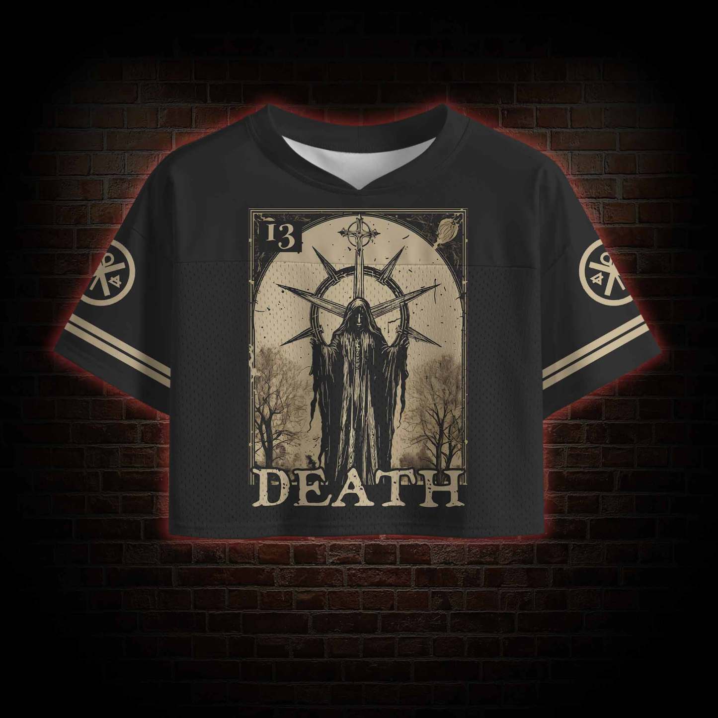 Death in Cloak Tarot Card Crop Sports Jersey