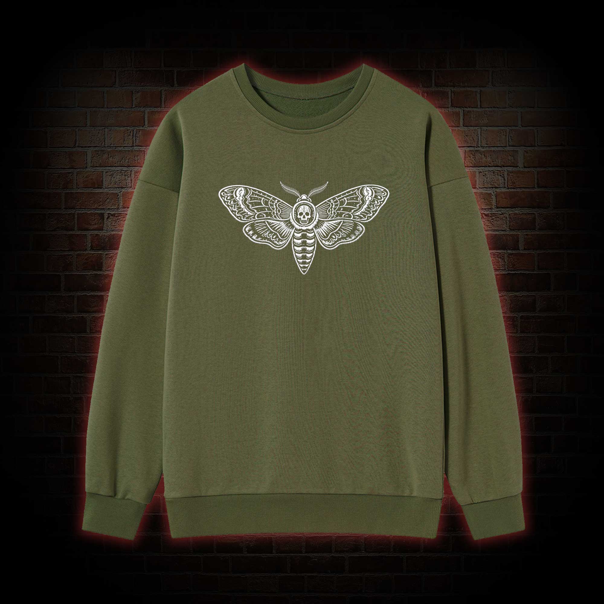 Moth Skull Embroidered Sweatshirt