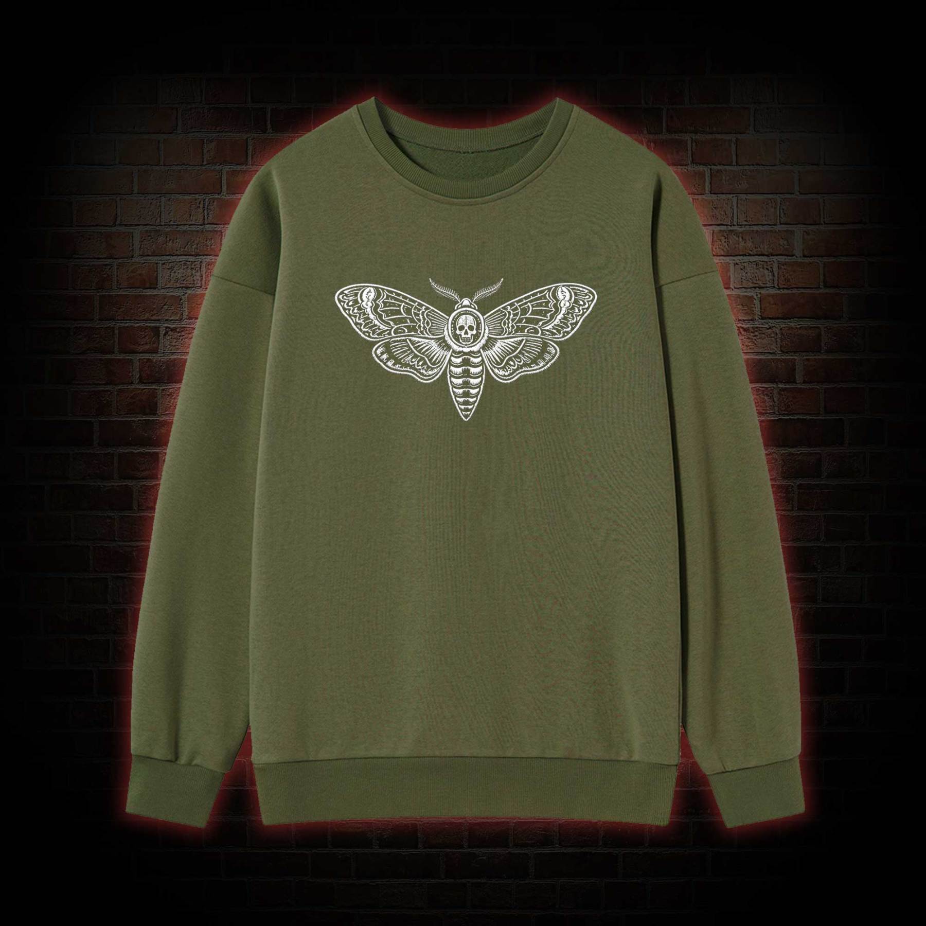 Moth Skull Embroidered Sweatshirt