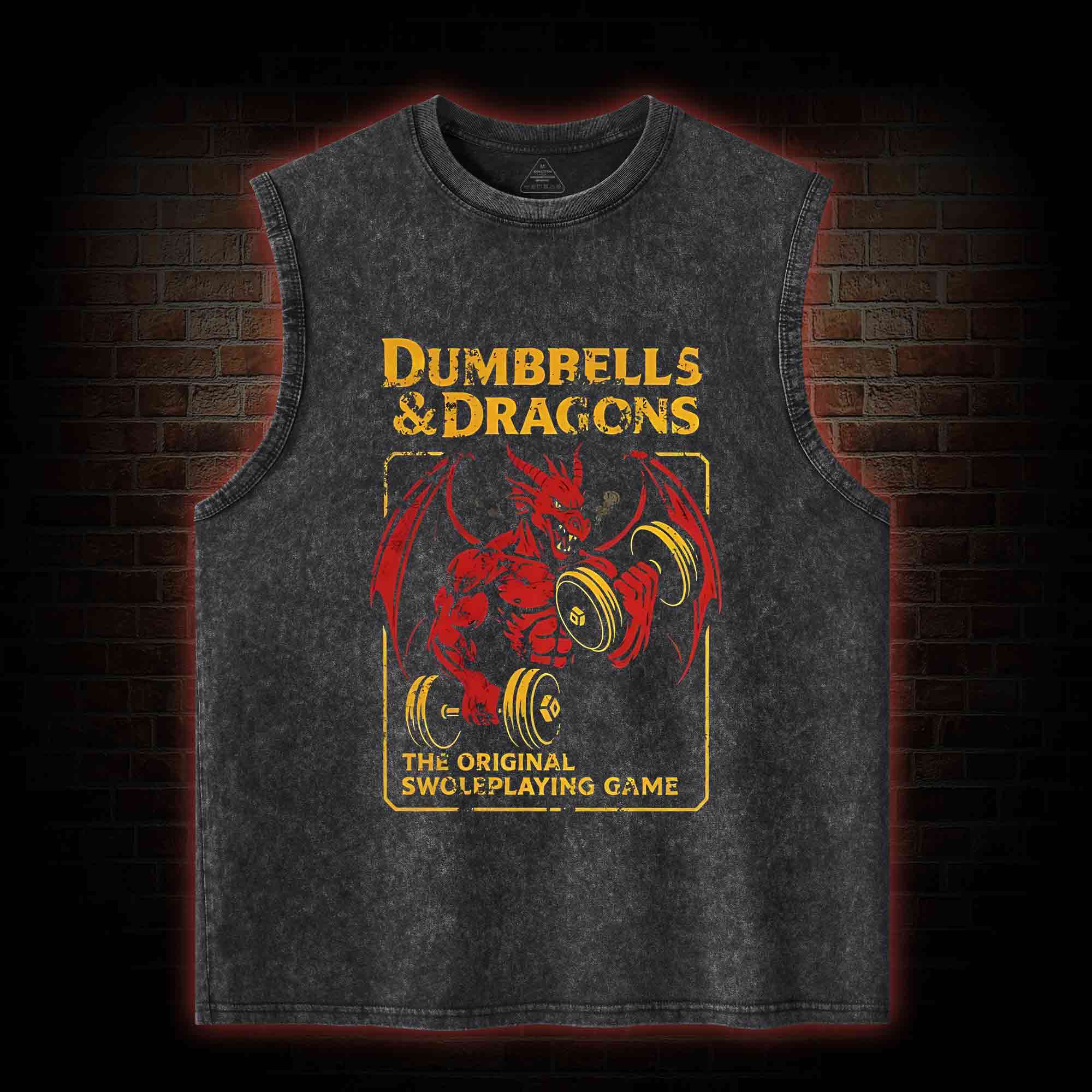 Dumbbells&Dragons Washed Tank Top