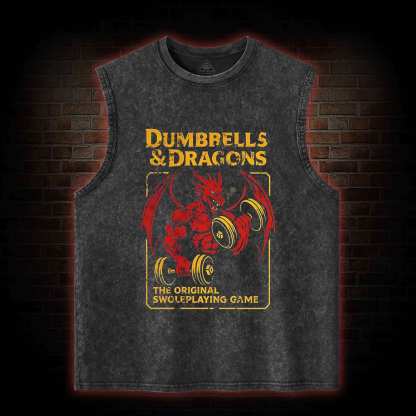 Dumbbells&Dragons Washed Tank Top