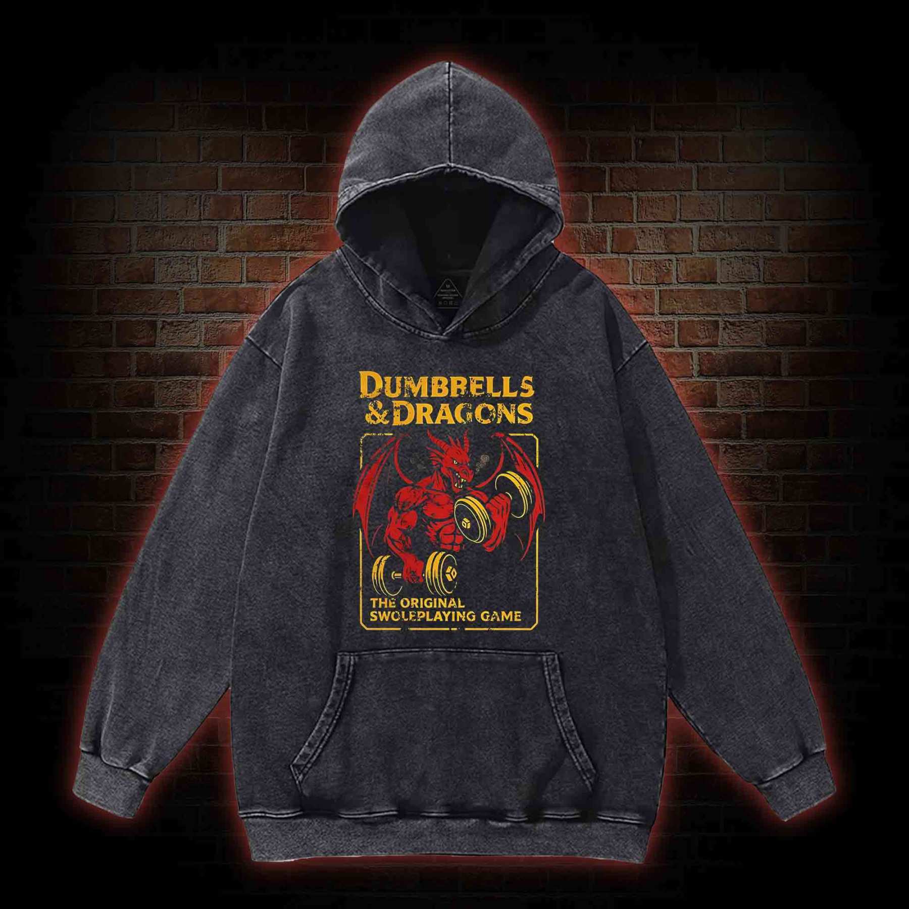 Dumbbells&Dragons Washed Hoodie
