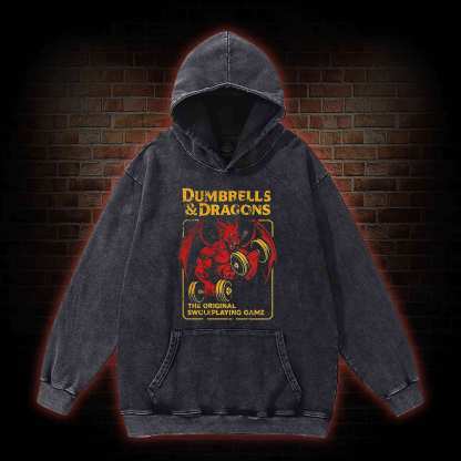 Dumbbells&Dragons Washed Hoodie