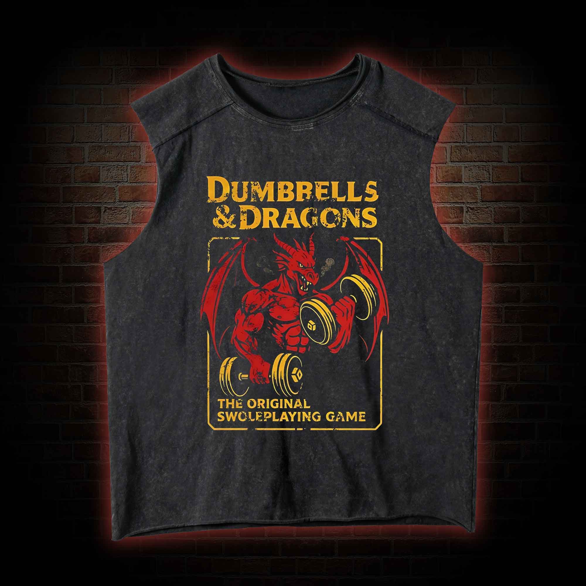 Dumbbells&Dragons Washed Tank Top