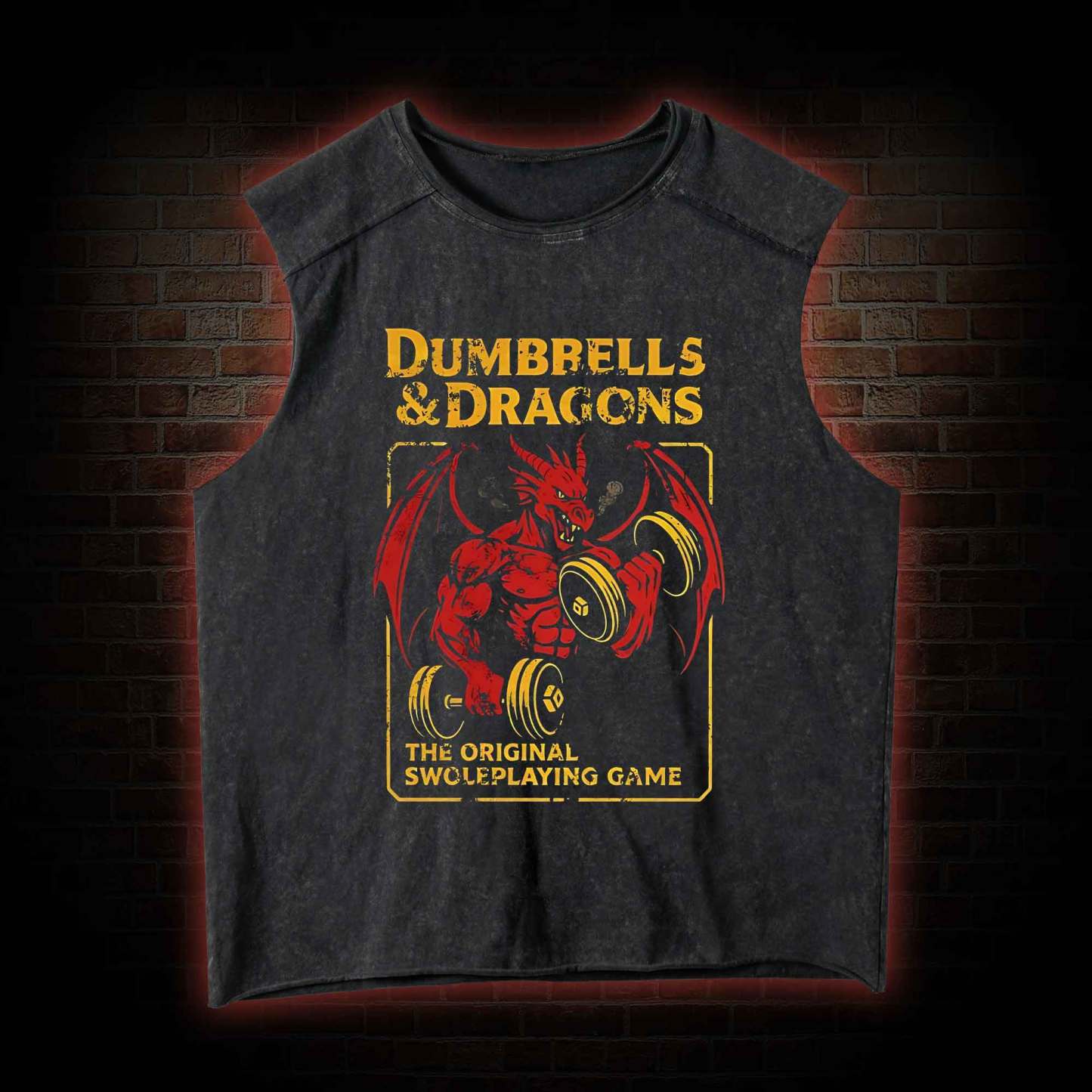 Dumbbells&Dragons Washed Tank Top