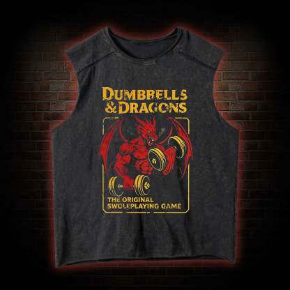 Dumbbells&Dragons Washed Tank Top