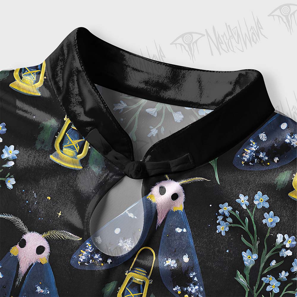 Night Moth Lantern Wildflower Velvet Mini Dress