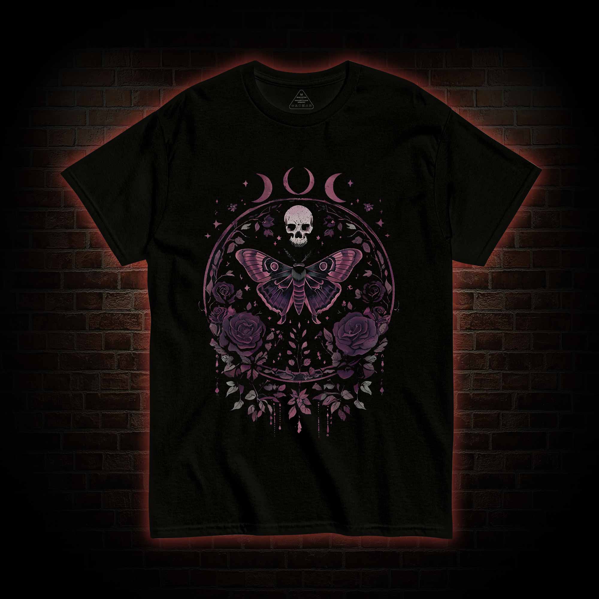 Floral Goth Moth T-shirt