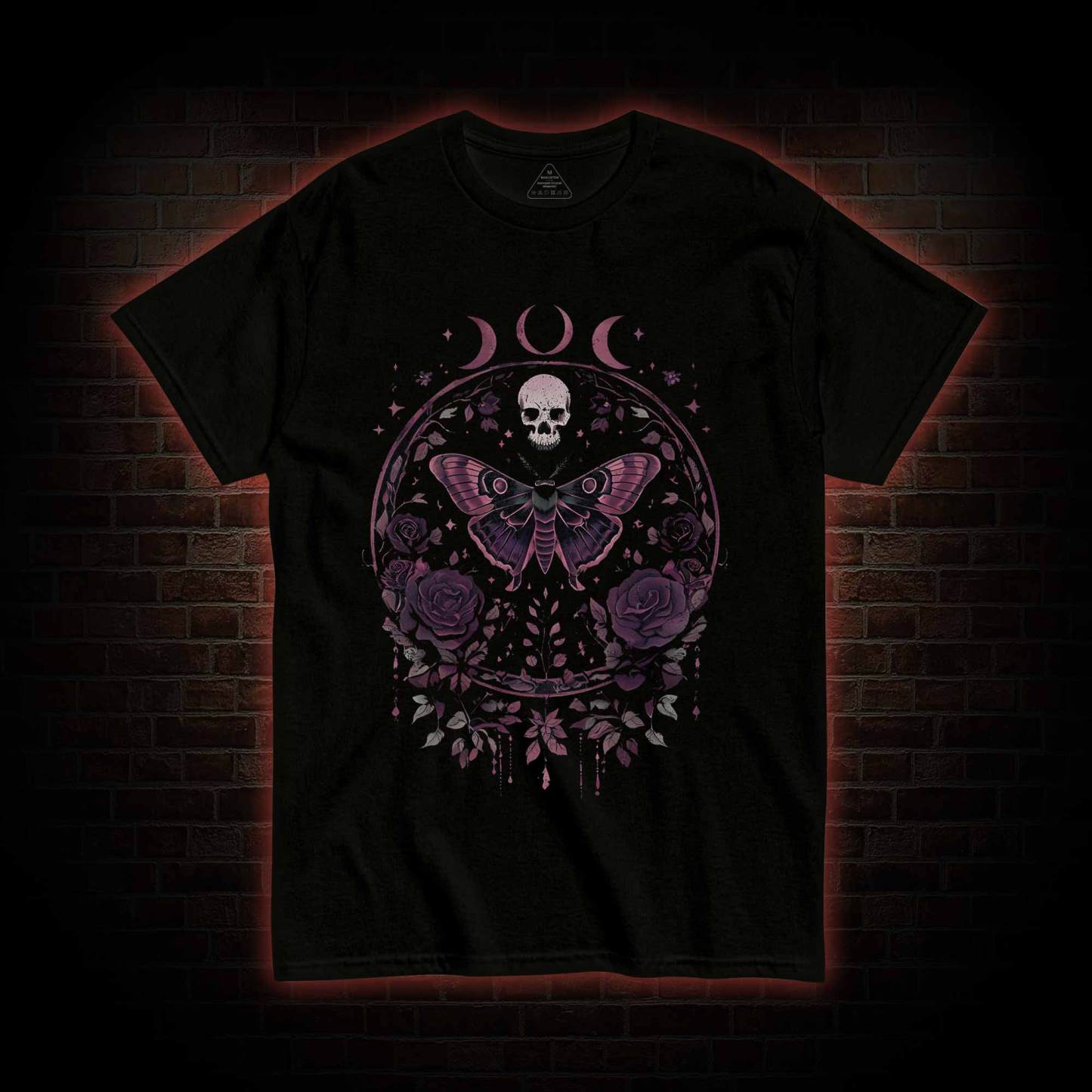 Floral Goth Moth T-shirt
