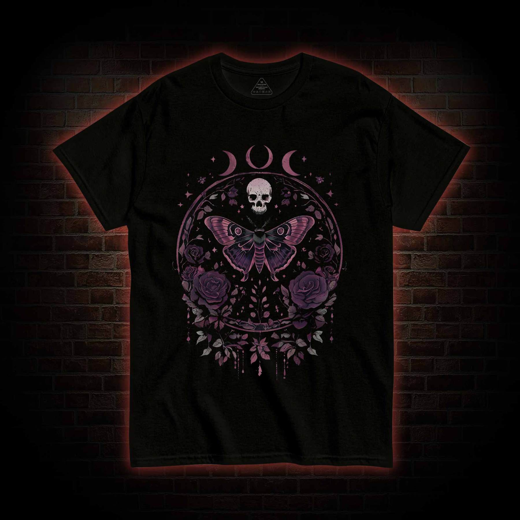 Floral Goth Moth T-shirt