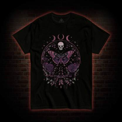 Floral Goth Moth T-shirt