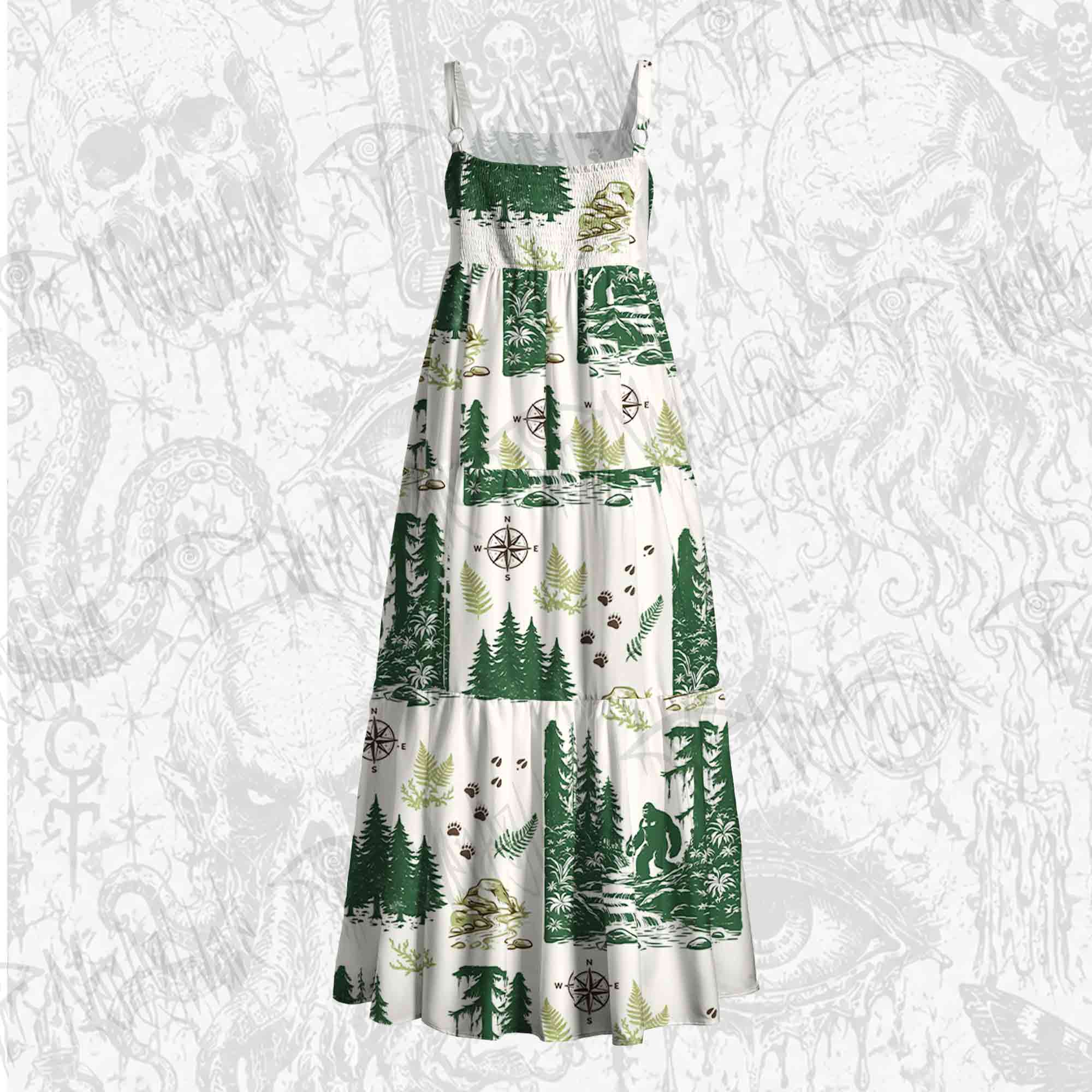Bigfoot in the Forest Wide Straps Maxi Dress