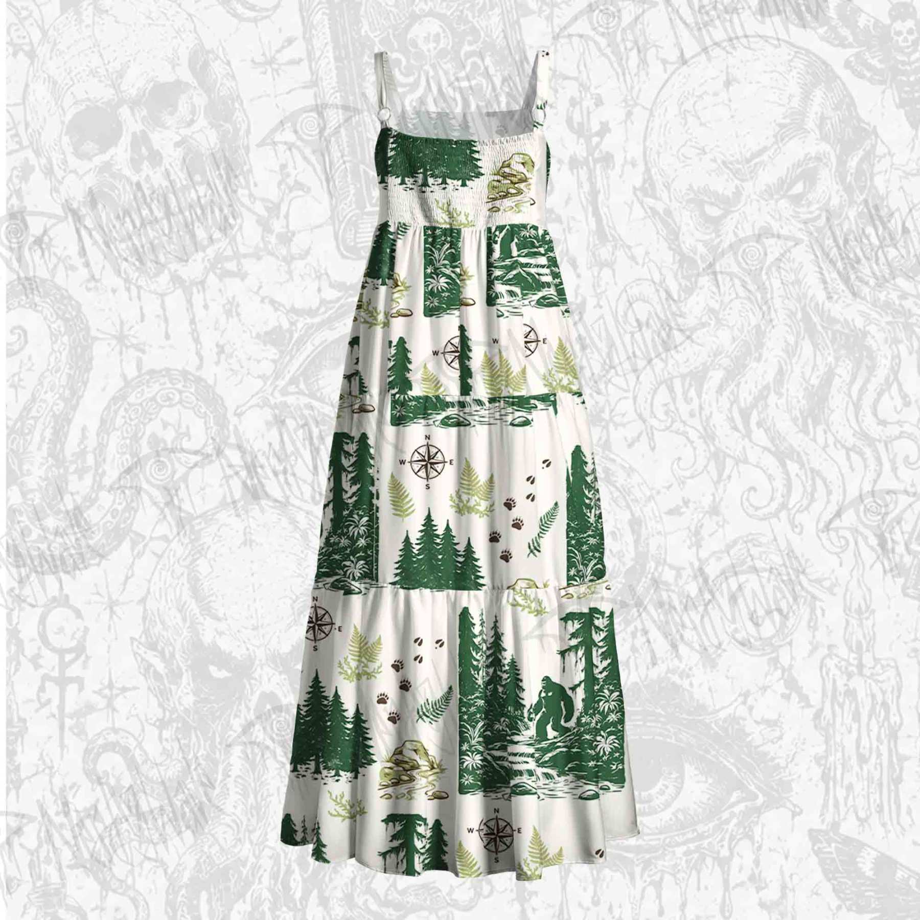 Bigfoot in the Forest Wide Straps Maxi Dress