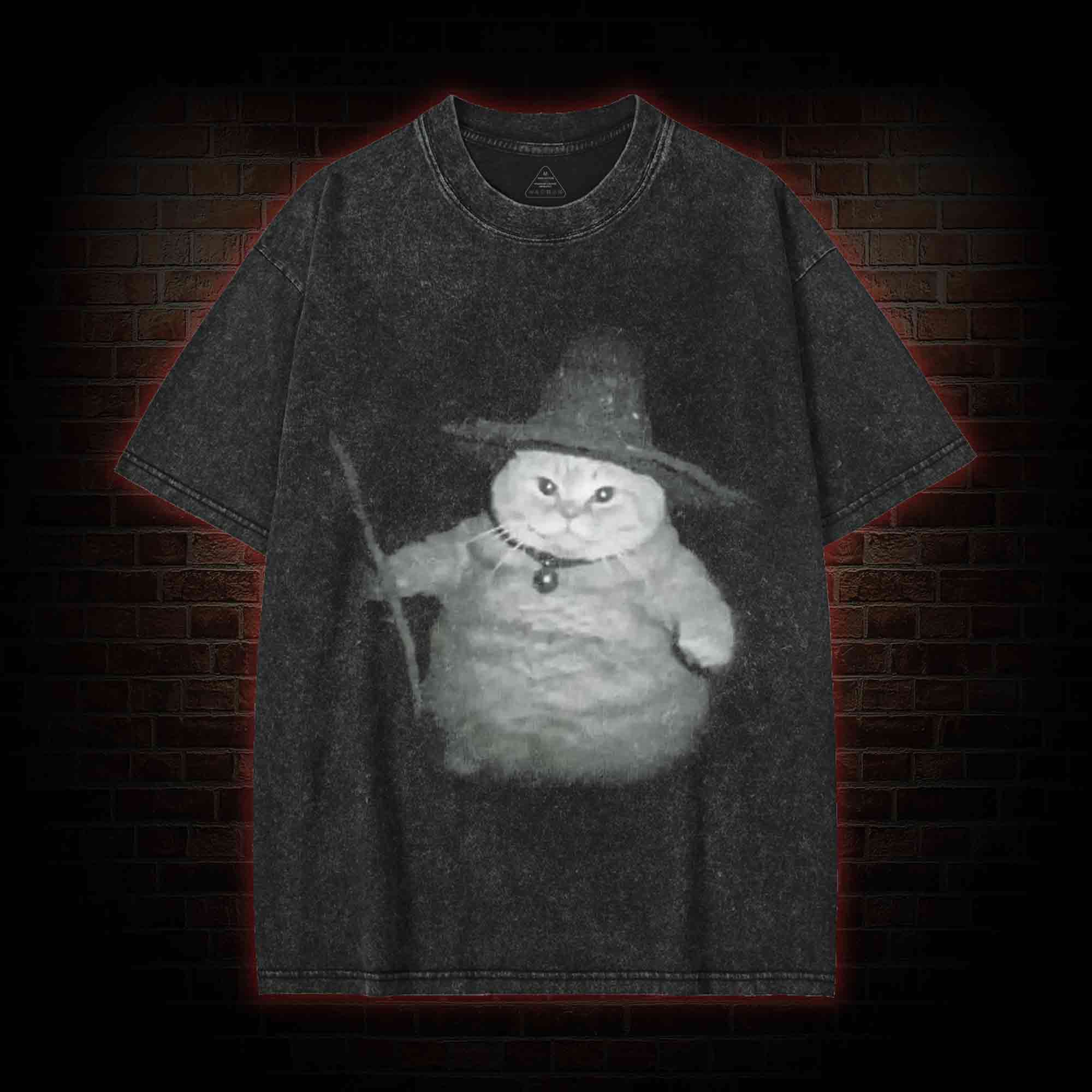 Wizard Cat Vintage Washed T-shirt