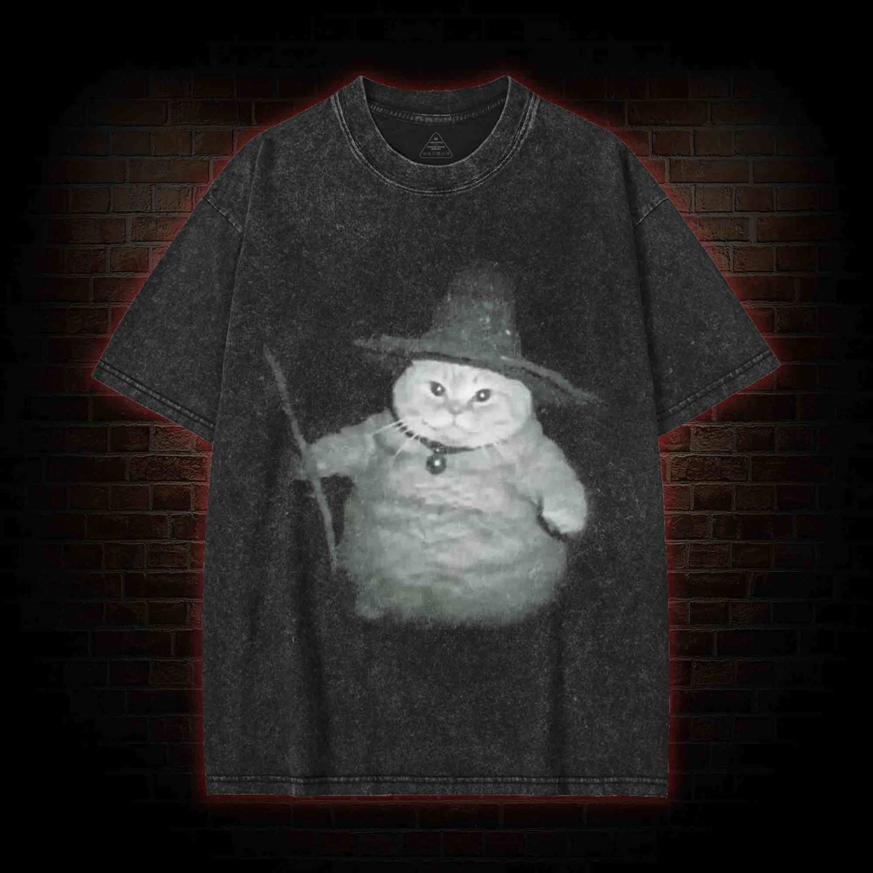 Wizard Cat Vintage Washed T-shirt