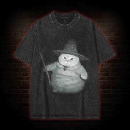 Wizard Cat Vintage Washed T-shirt