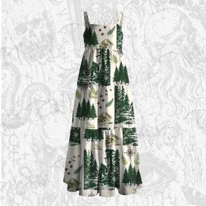 Bigfoot in the Forest Wide Straps Maxi Dress