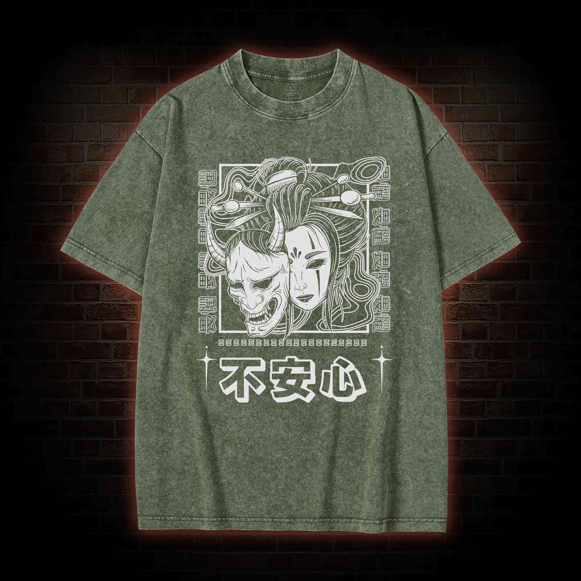 Geisha Woman Mask Washed T-shirt