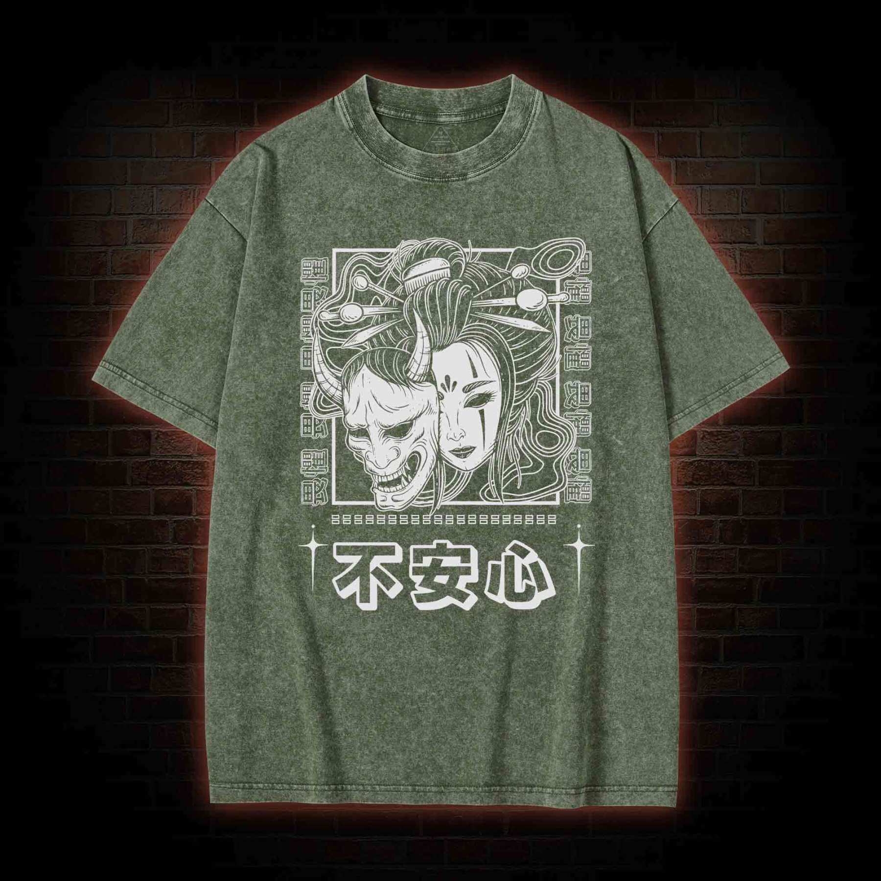 Geisha Woman Mask Washed T-shirt
