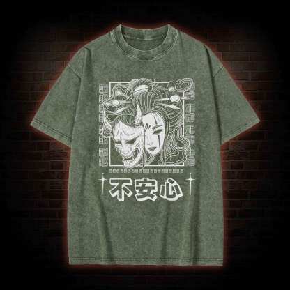 Geisha Woman Mask Washed T-shirt