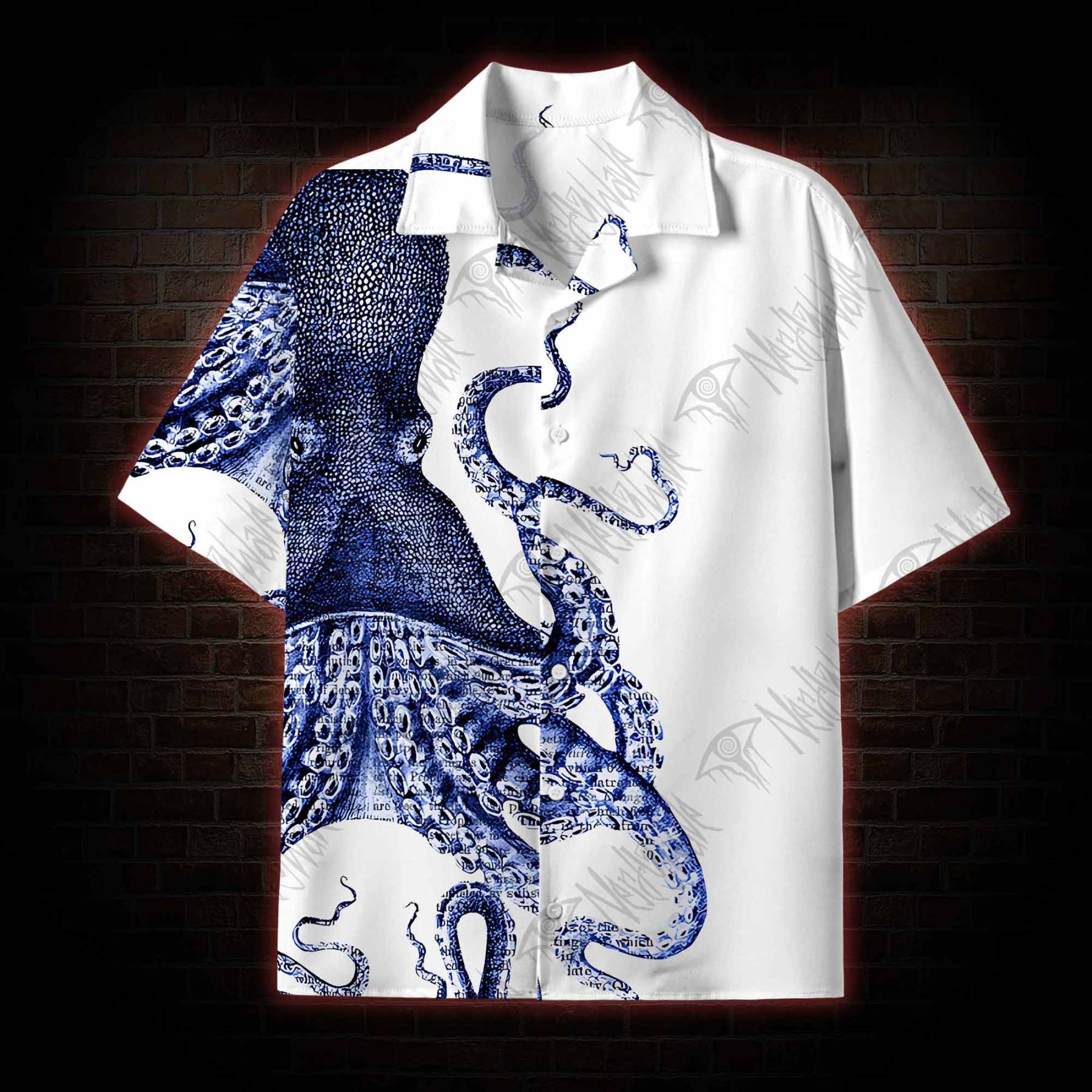 Blue Kraken Octopus Lightweight Hawaiian Shirt