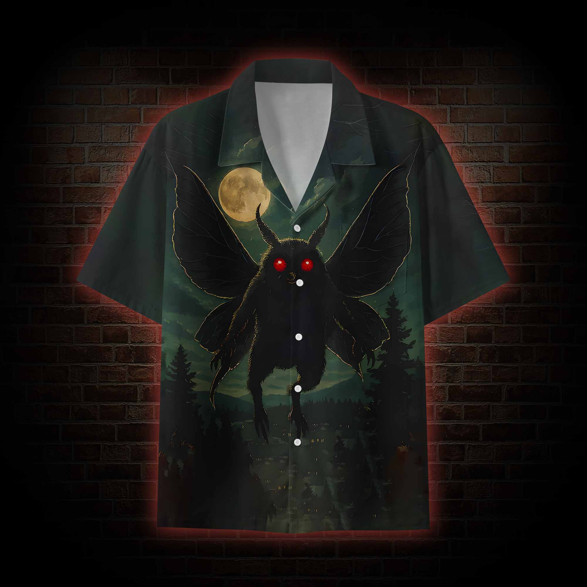 Mothman Soaring through Moonlight Hawaiian Shirt