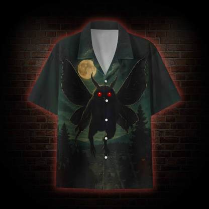 Mothman Soaring through Moonlight Hawaiian Shirt