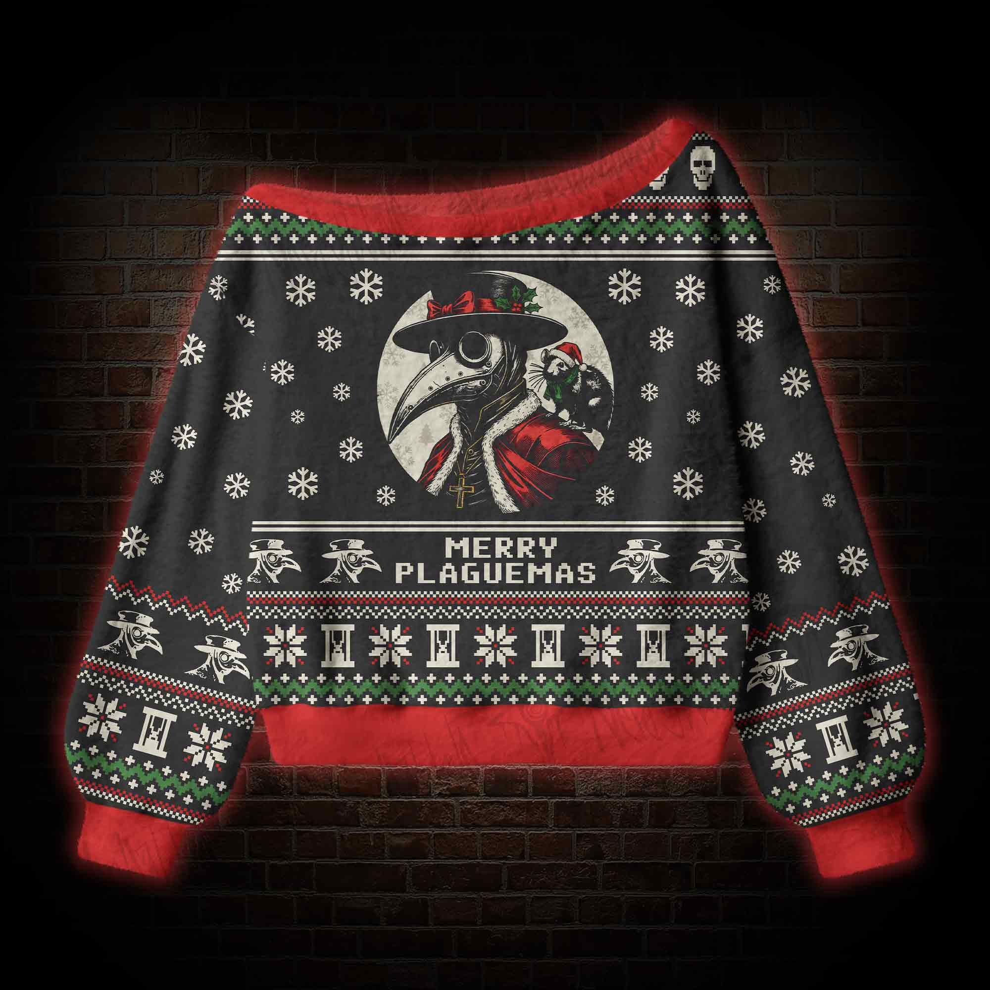 Merry Plaguemas Off Shoulder Ugly Sweater
