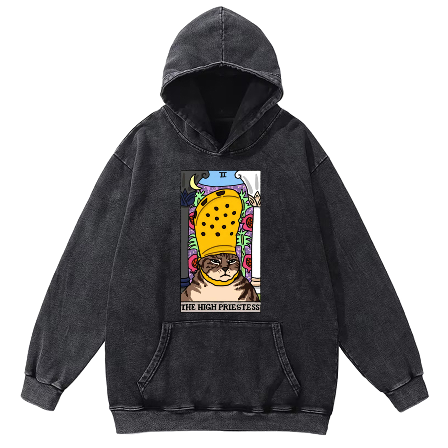 The High Priestess Cat Washed Hoodie
