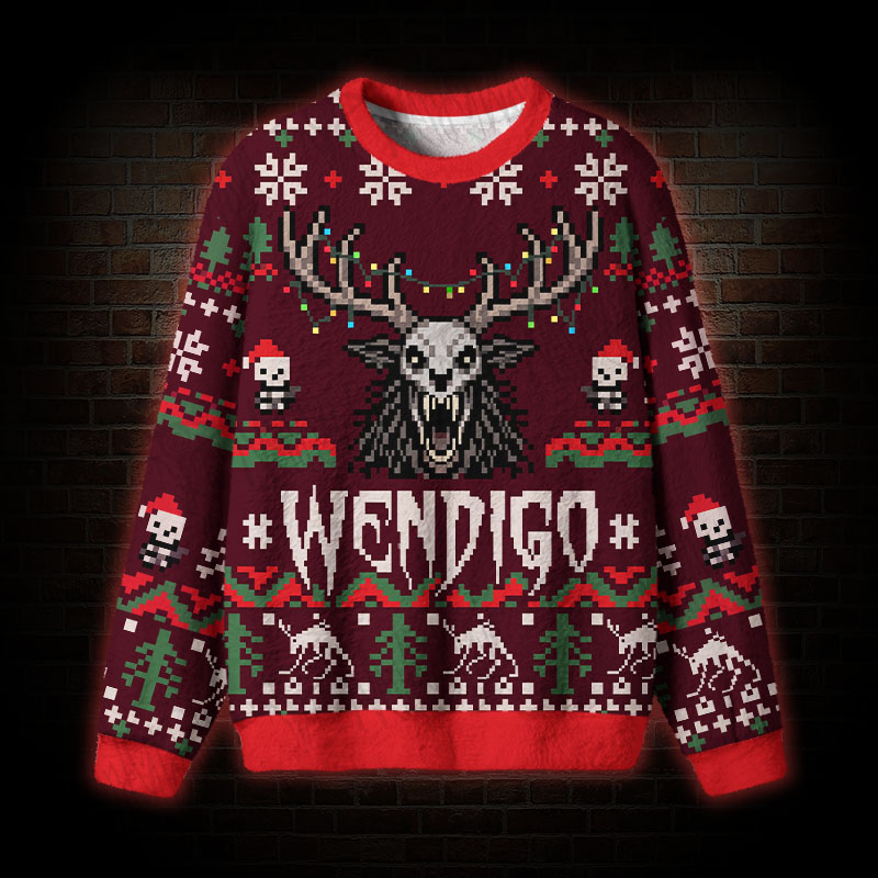 Crimson Wendigo Xmas Ugly Sweatshirts