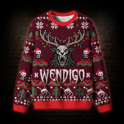 Crimson Wendigo Xmas Ugly Sweatshirts