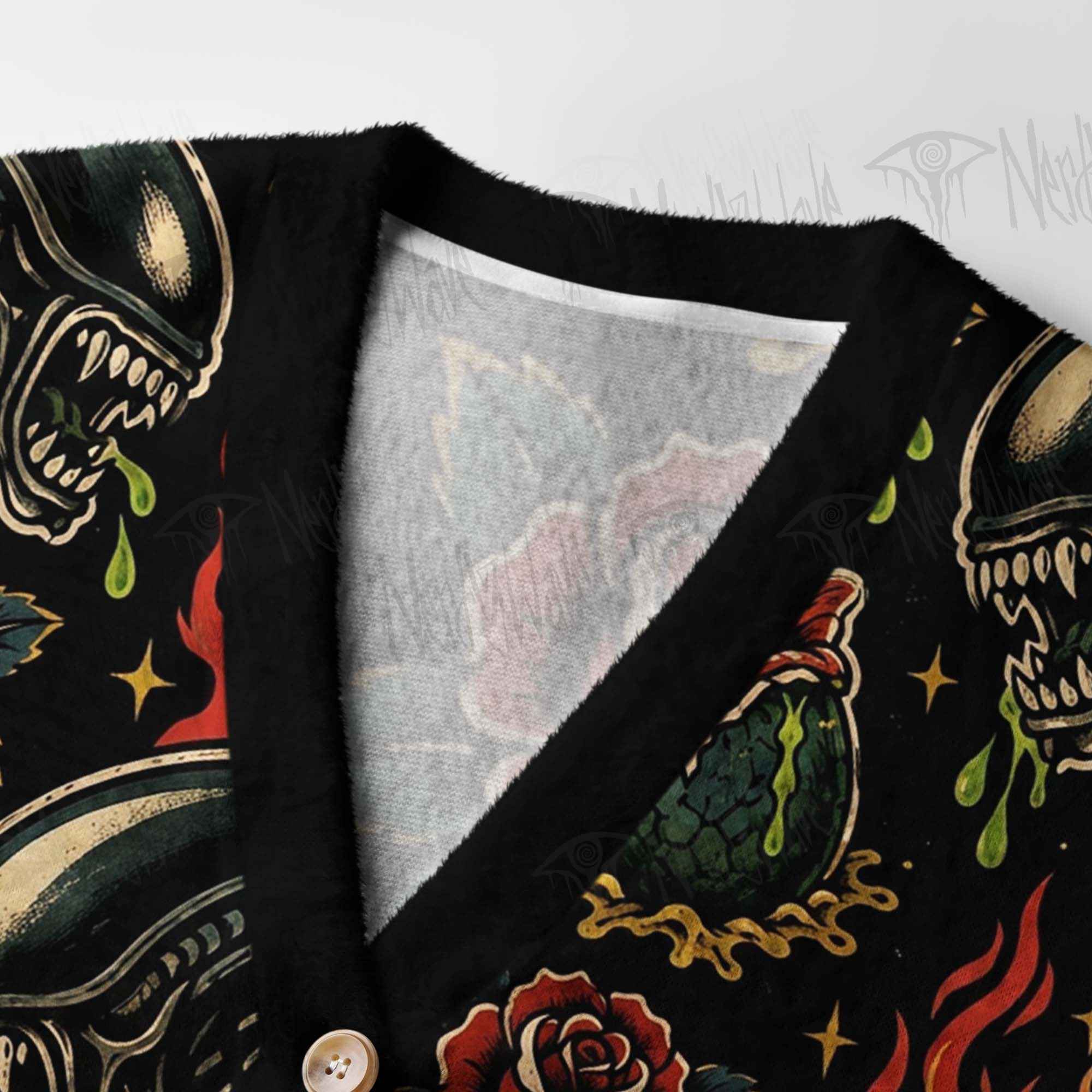 Old School Tattoo Alien Women's Cardigan Sweater