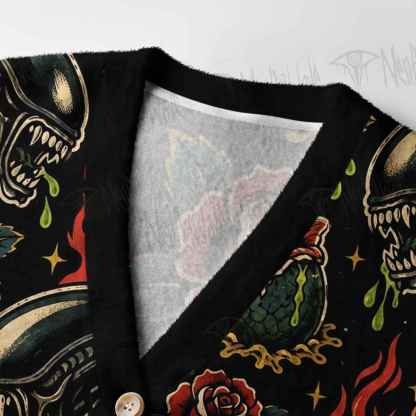 Old School Tattoo Alien Women's Cardigan Sweater
