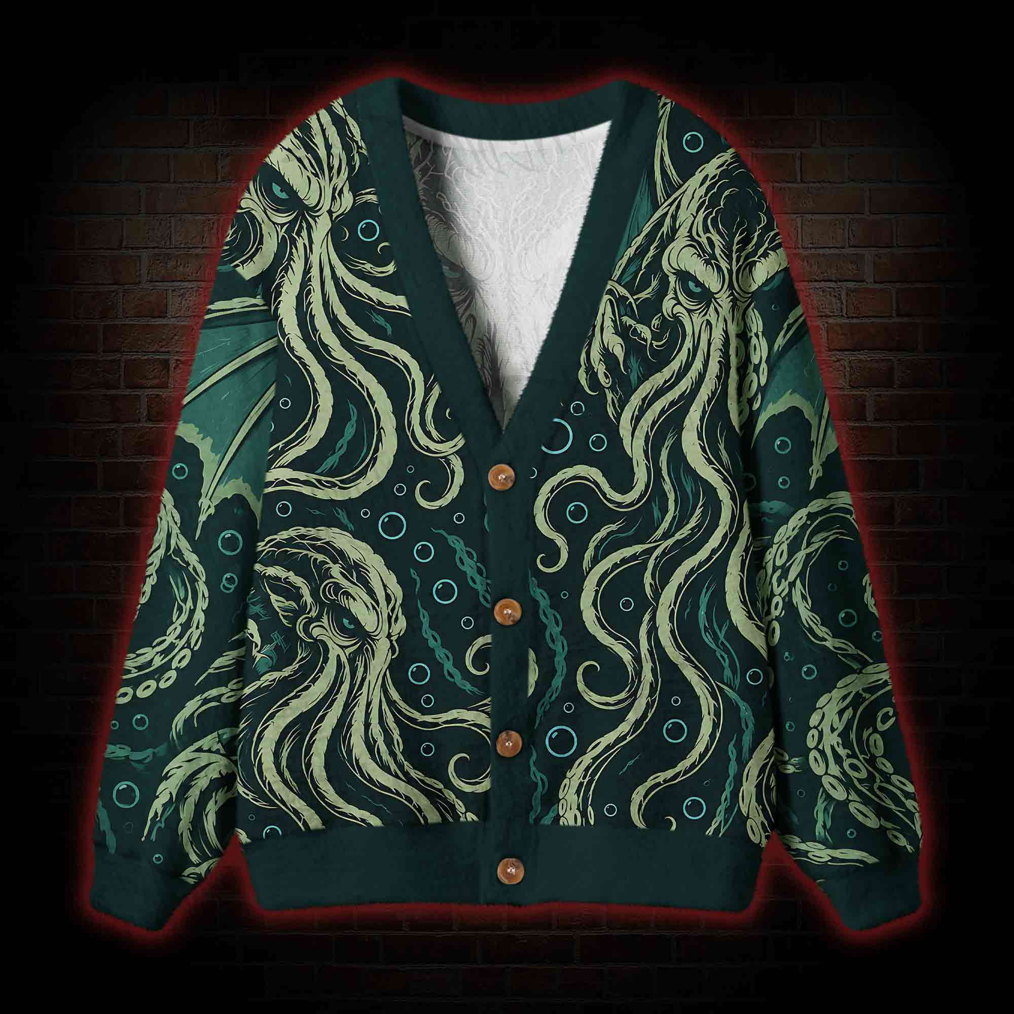 Deep Sea Cthulhu Vintage Cardigan Sweater