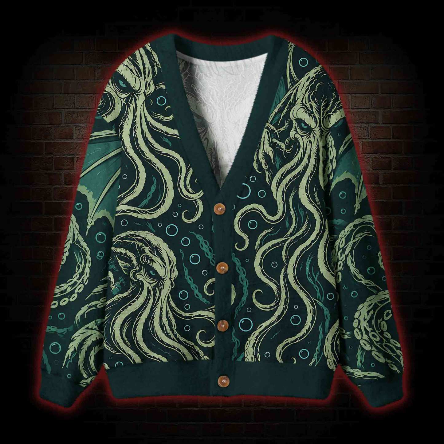 Deep Sea Cthulhu Vintage Cardigan Sweater