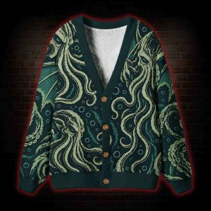 Deep Sea Cthulhu Vintage Cardigan Sweater