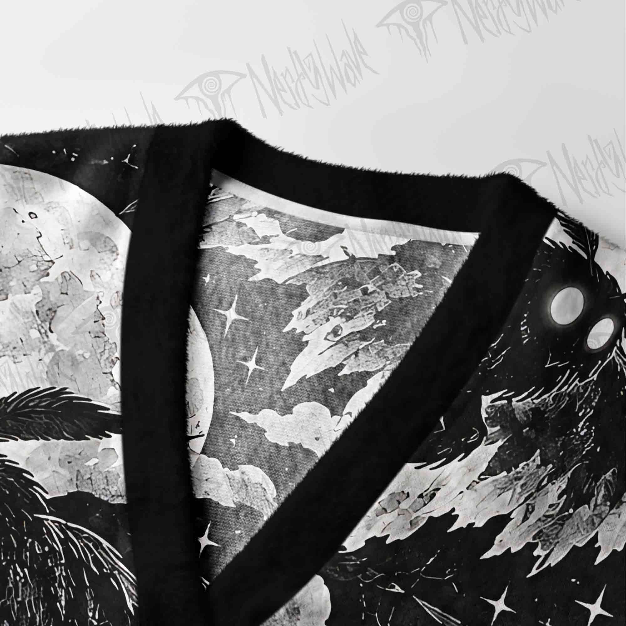 Moonlit Mothman Forest Cardigan Sweater