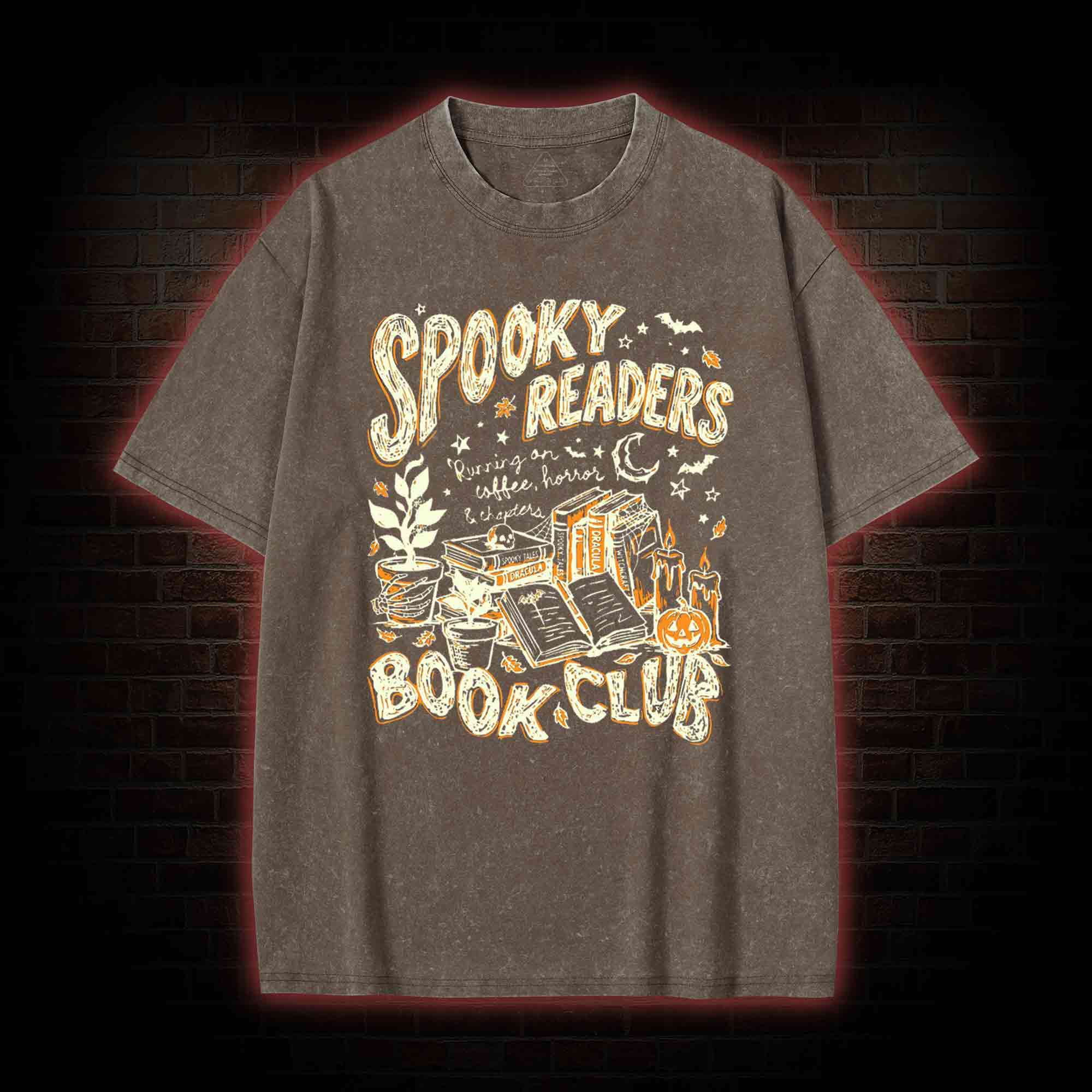 Spooky Readers Book Club Halloween Washed T-shirt