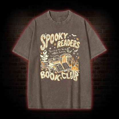 Spooky Readers Book Club Halloween Washed T-shirt