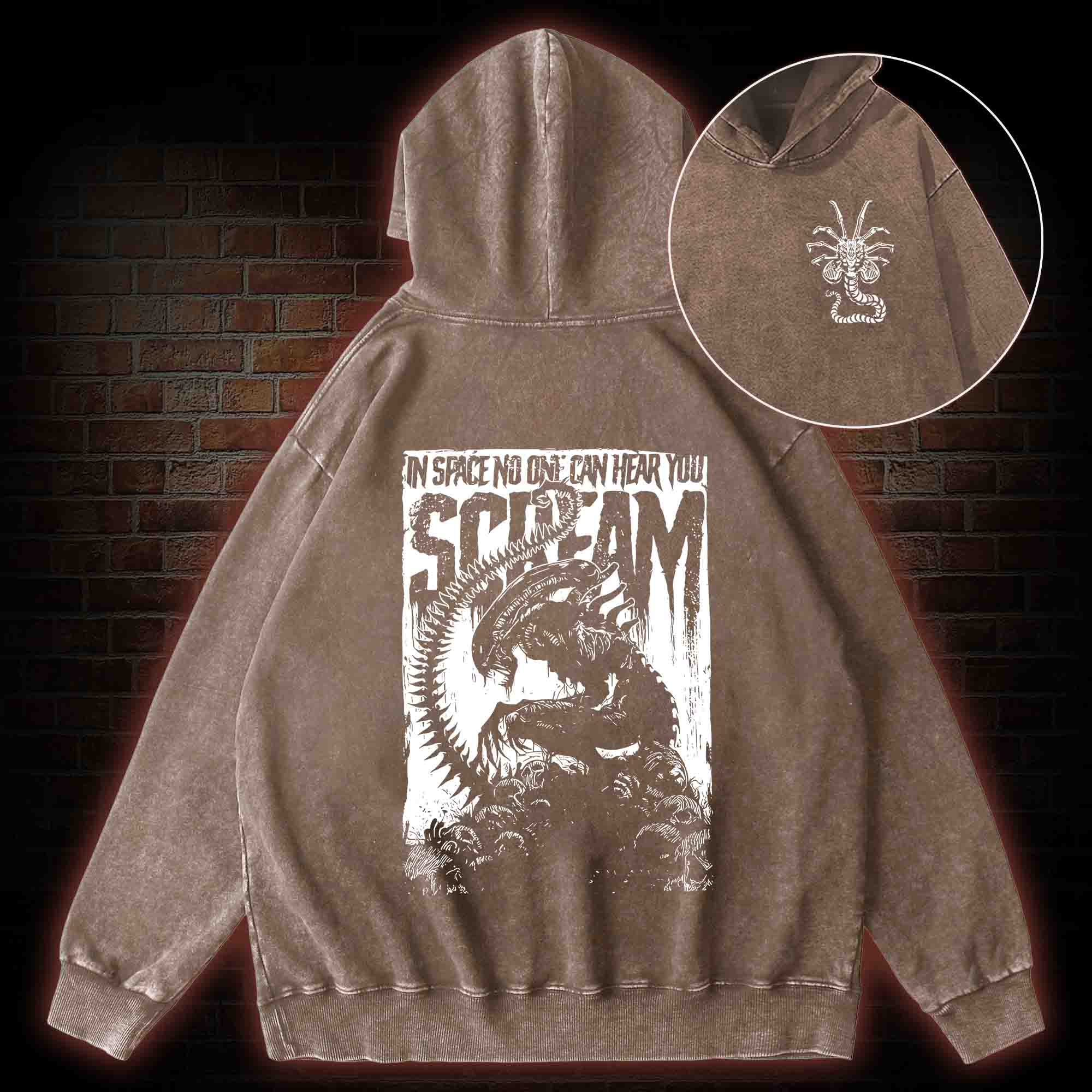In Space No One Can Hear You Scream Washed Hoodie
