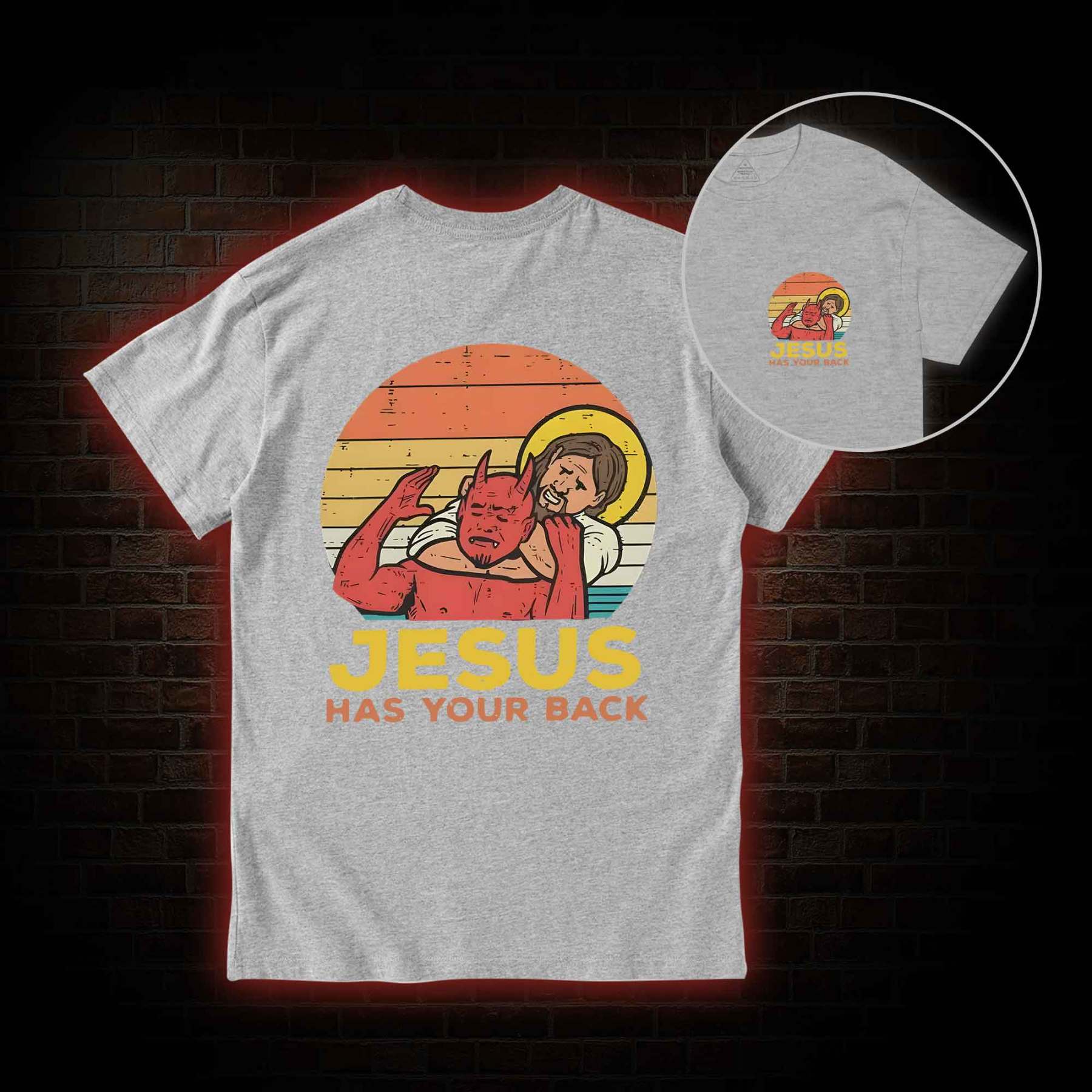 Jesus Has Your Back Back Print T-Shirt