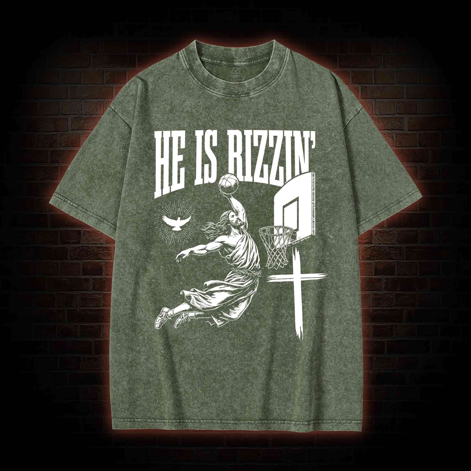 He Is Rizzin' Washed T-shirt