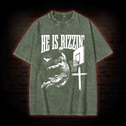 He Is Rizzin' Washed T-shirt