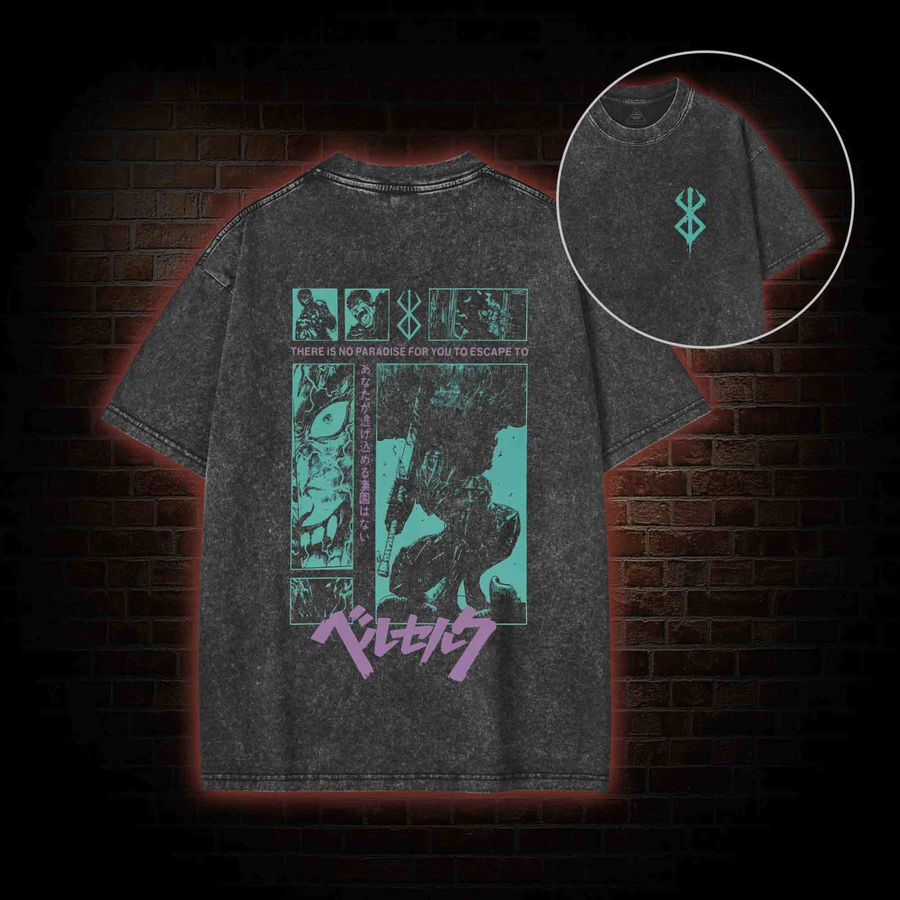 Berserk Guts Back Print Washed T-shirt