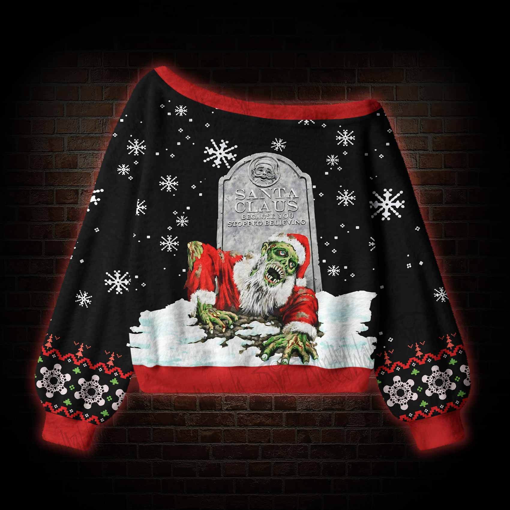 Because You Stopped Believing Off Shoulder Ugly Sweater
