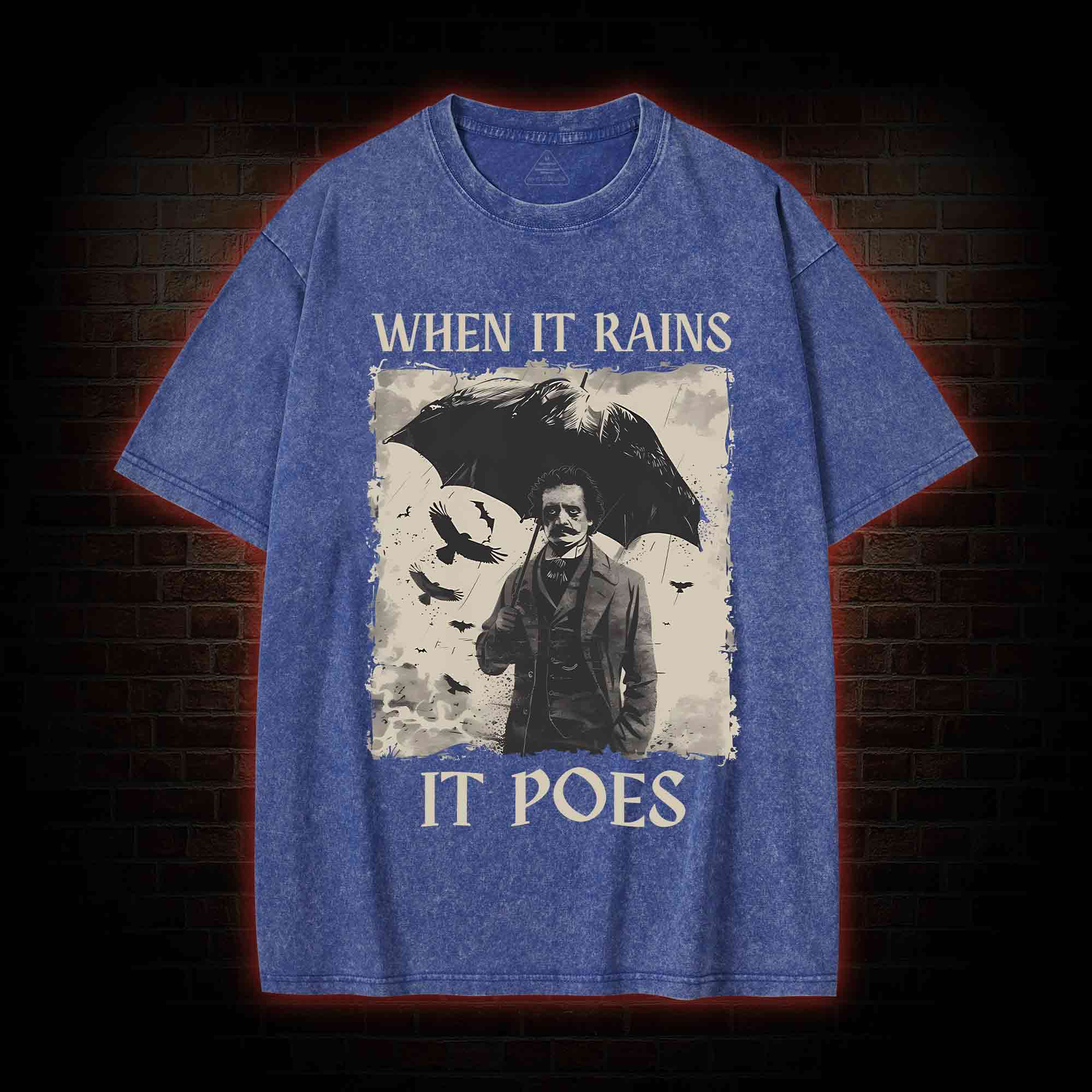 When It Rains It Poes Washed T-shirt